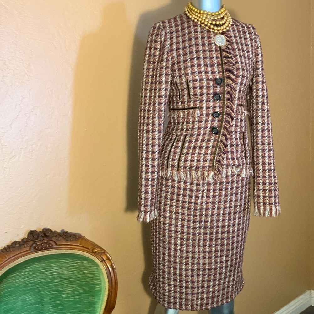 Vintage Philippe Adec Paris Brown Tweed Suit.  Sz 2/36 - Picture 4 of 6
